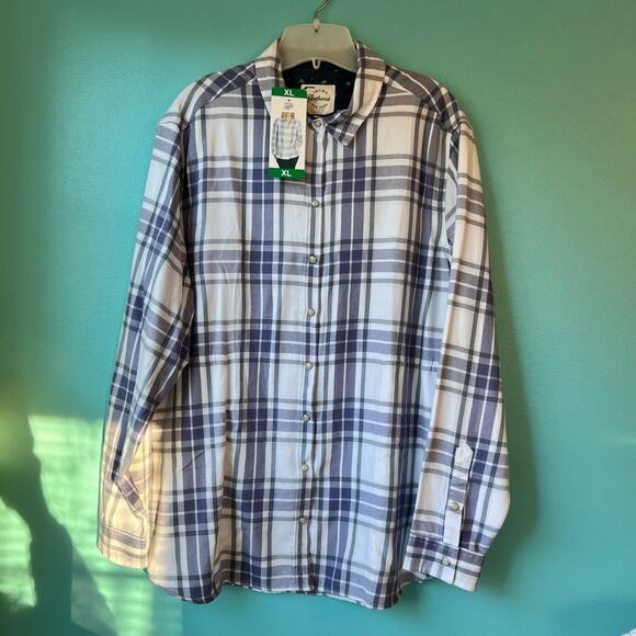 Jachs Girlfriend NY XL Purple White Plaid Flannel Shirt Long Sleeve Womens NWT - Picture 8 of 10